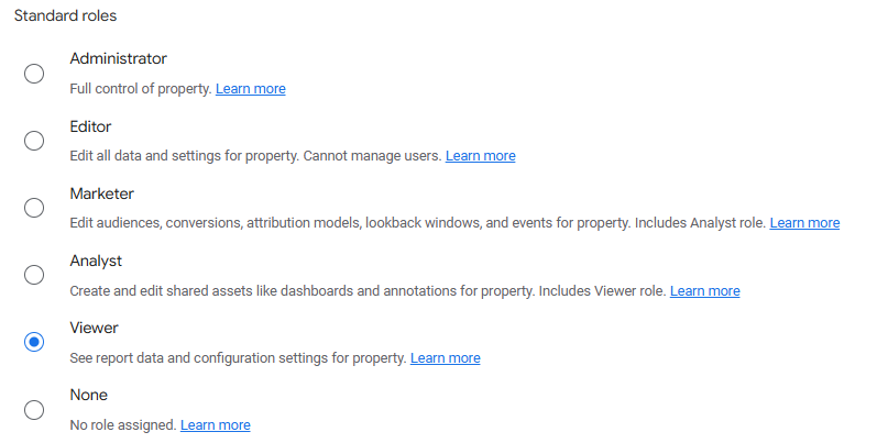 Account Access Levels in Google Analytics 4
