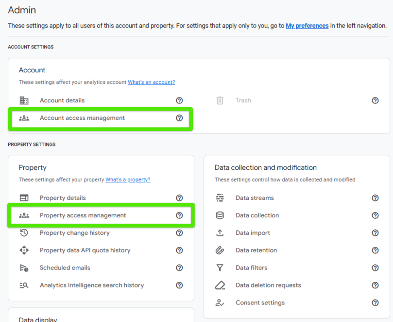 Account and Property Access Management in Google Analytics 4
