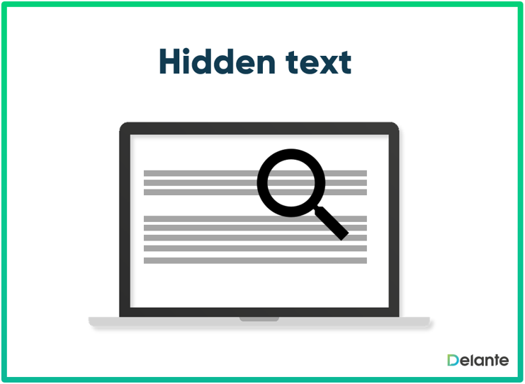 Hidden Text - what is it? Definition - Delante SEO/SEM Glossary