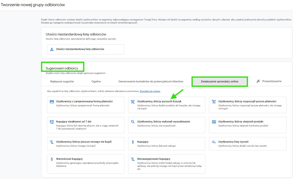 Ustawienia Google Analytics 4 - Tworzenie Nowej Grupy Odbiorców 