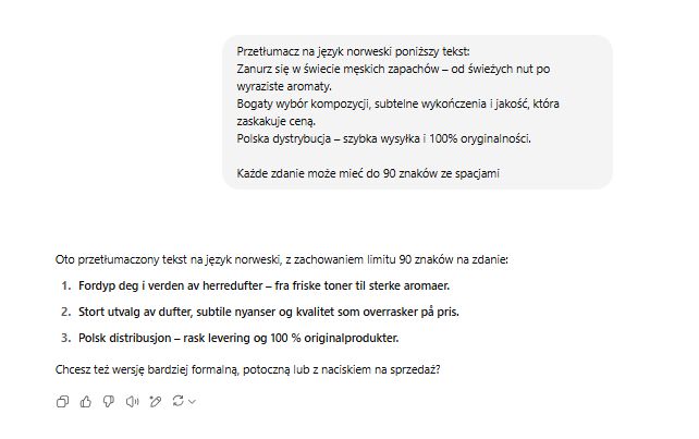 ChatGPT możesz użyć do wstępnego tłumaczenia treści reklam Google Ads na inny język
