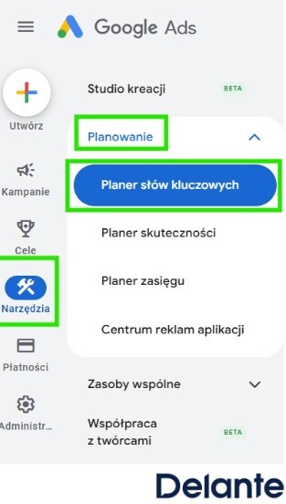 Planer słów kluczowych w Google Ads
