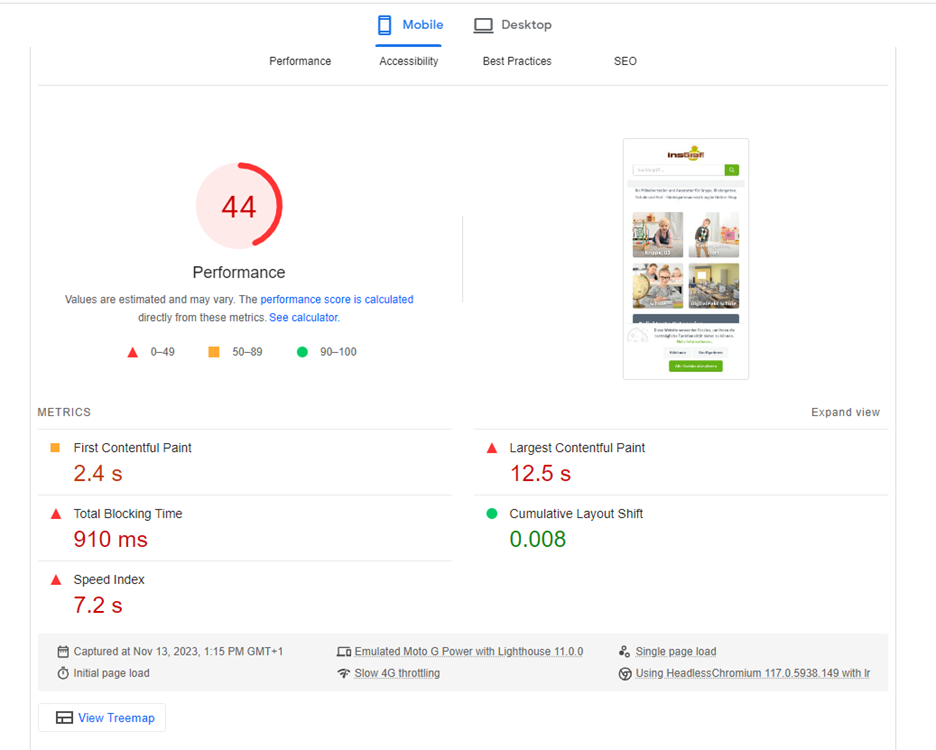 after website speed optimization mobile metric
