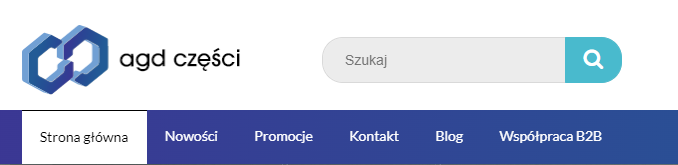 Menu sklepu AGD Części