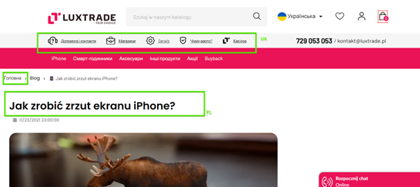 example of incorrect language versions posted on the Luxtrade blog