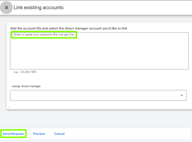 How to link existing Account in Google Ads panel