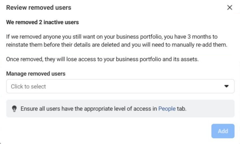 Meta automatically removes inactive users from Business Suite