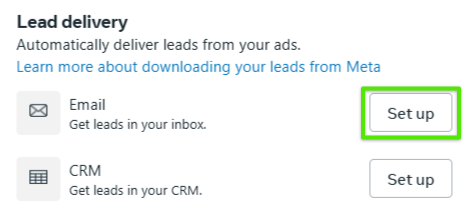 Lead Delivery via Email in Meta Ads