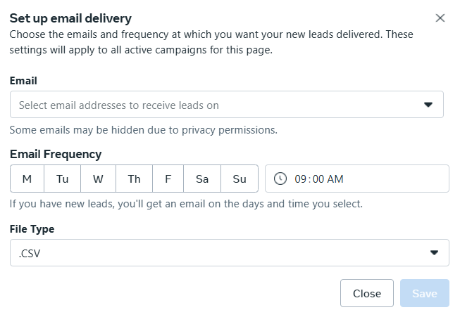 Lead Delivery via Email in Meta Ads