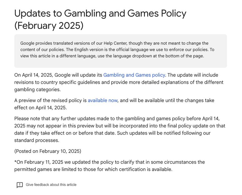 Google Ads Policy Update on Gambling and Games