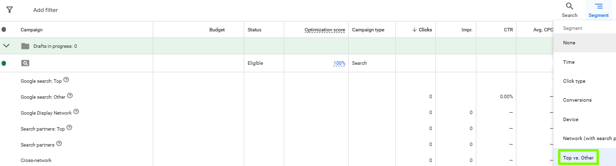 Nowe dane w segmencie „Położenie reklamy” w Google Ads