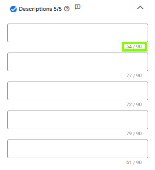 Więcej znaków w pierwszym tekście reklamy PMax