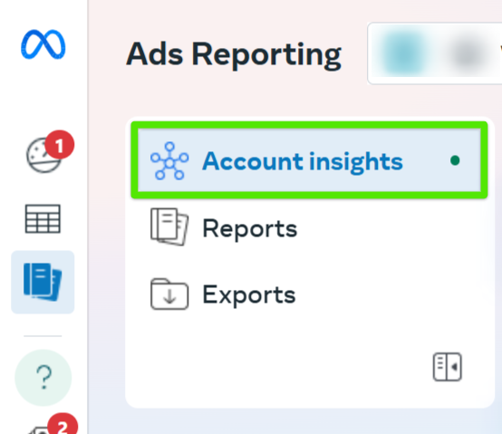 Ads Reporting > Account Insights in Meta Ads Panel