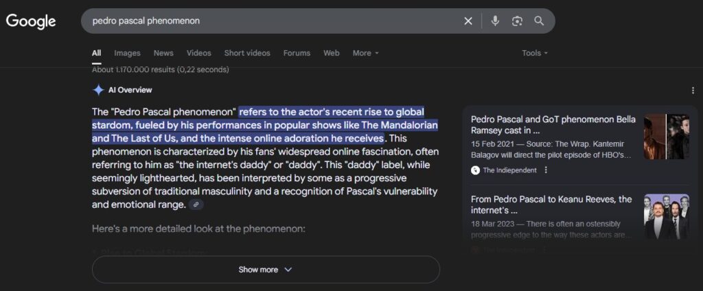AI Overviews - Zero click searches example