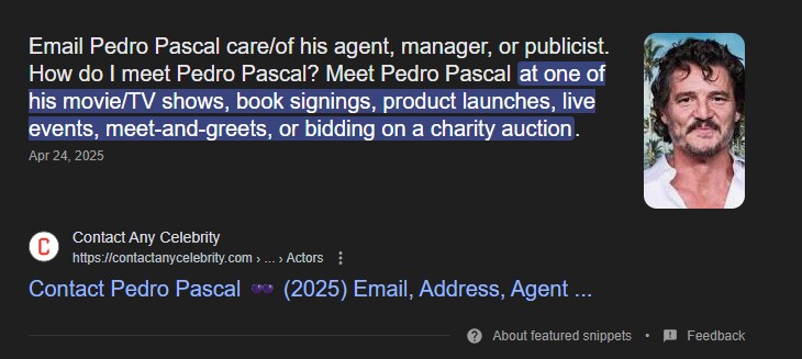Featured Snippets - Zero Click Searches Example