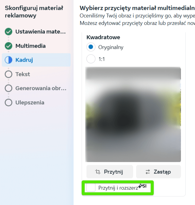 konfiguracja materiału reklamowego