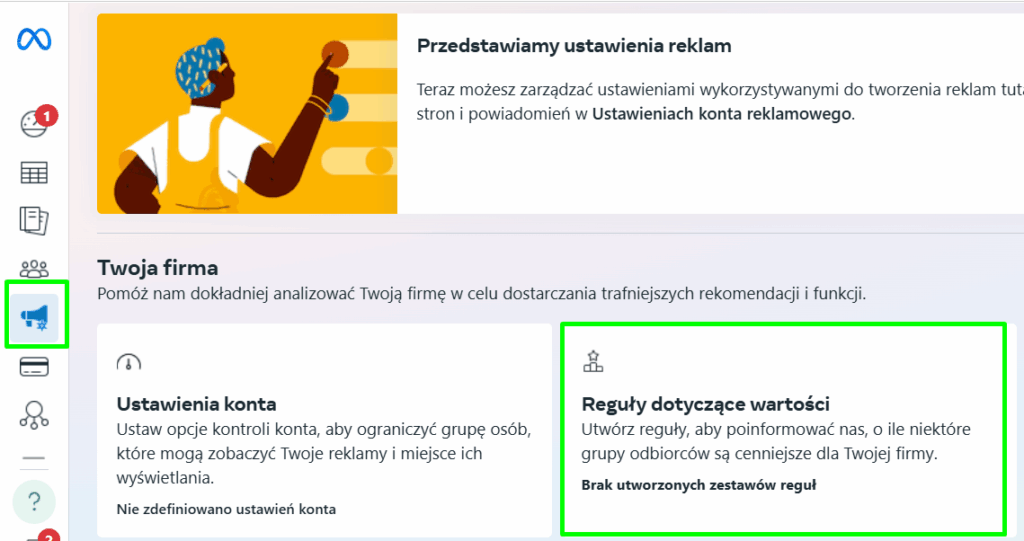Reguły dotyczące wartości w Meta Ads