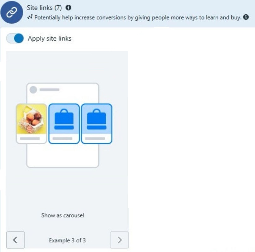 Site Links in Carousel Format on Facebook and Instagram