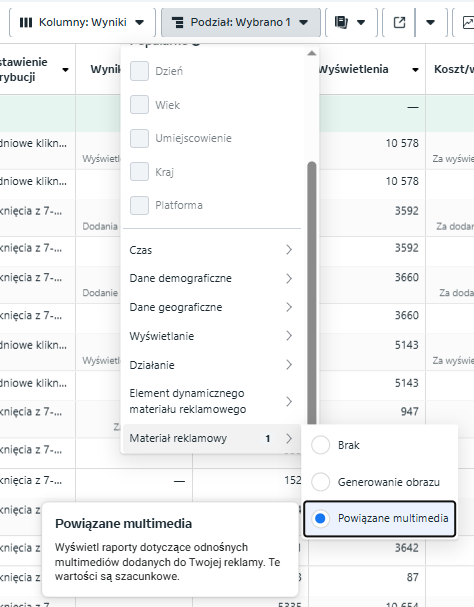 Powiązane multimedia w Meta Ads