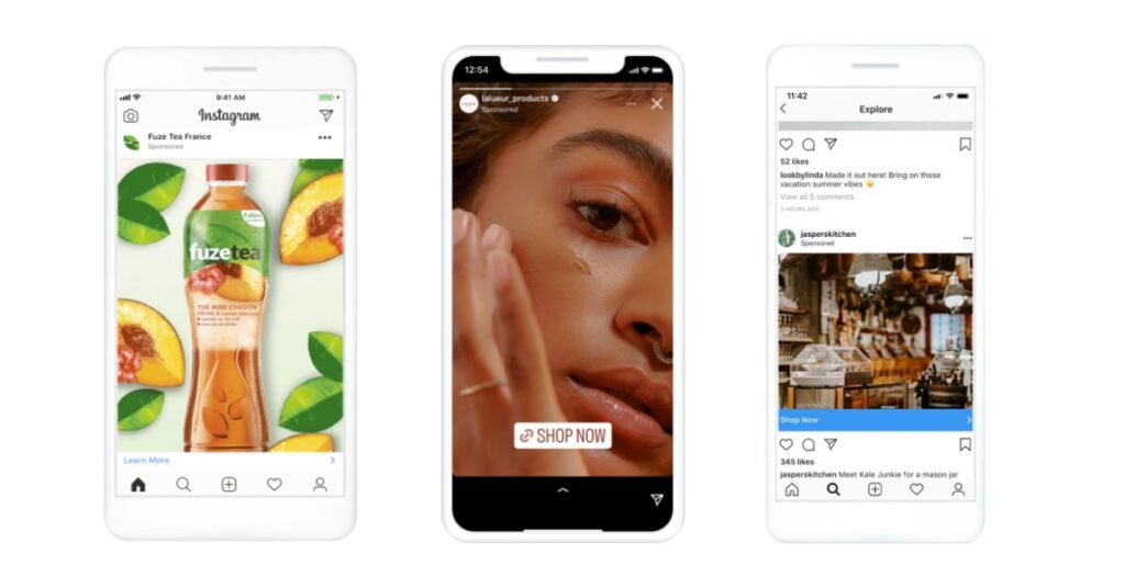 Appearance of advertisements on Instagram – examples