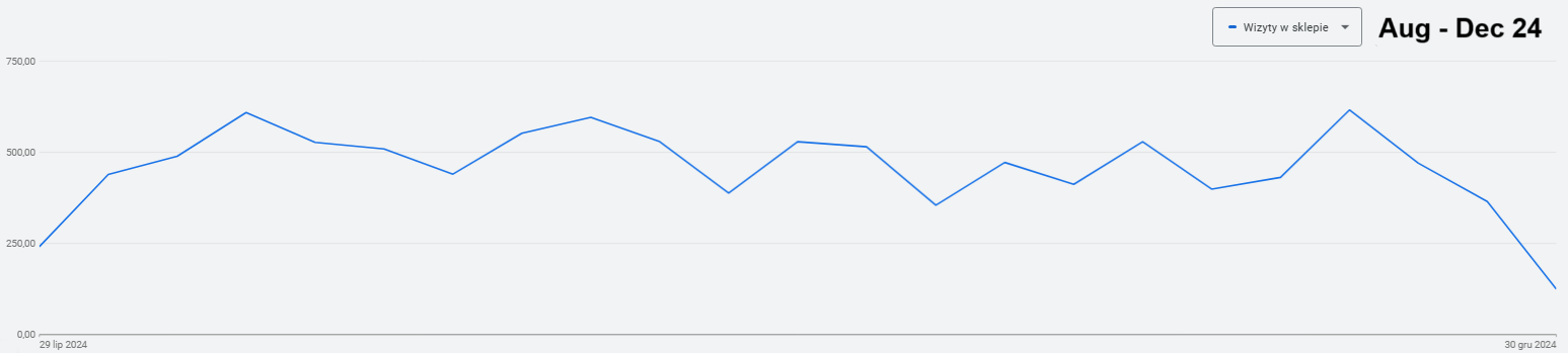 Wizyty w sklepie od sierpnia do grudnia 2024 – kampania zwiększająca ruch w sklepach.