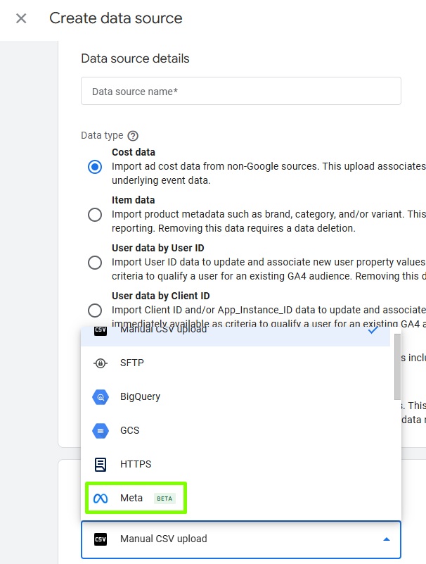 Source from Meta Ads in Google Analytics 4