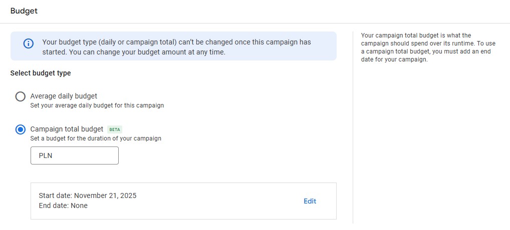 Campaign Total Budget in Google Ads