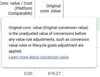 New Conversion Value Column in Google Ads