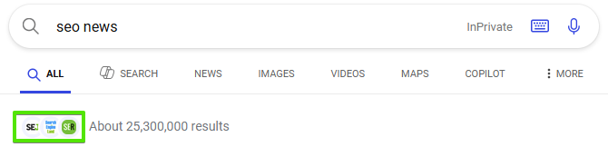 Favicons in SERP in Bing