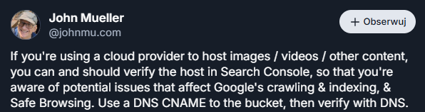 John Mueller on hosting media files in the cloud