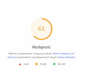 page speed insights results
