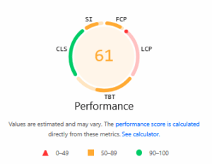 alt page speed insights results