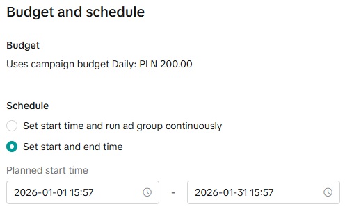 Budget and schedule in TikTok Ads