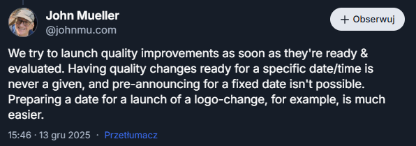 John Mueller on Bluesky explaining why Google does not announce Core Updates earlier