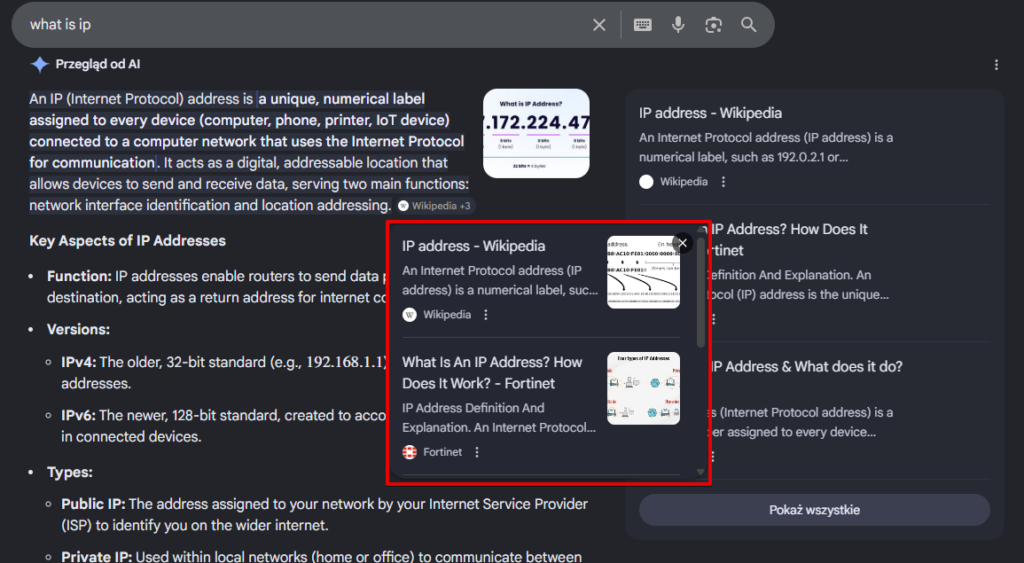 New link presentation format in AI Overviews