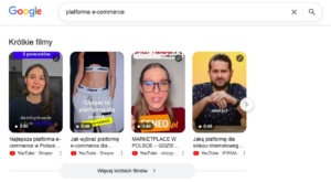 sekcja krótkich wideo w google