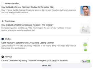 Skincare and skin health blogs and guides, sources cited by Google AI Overviews